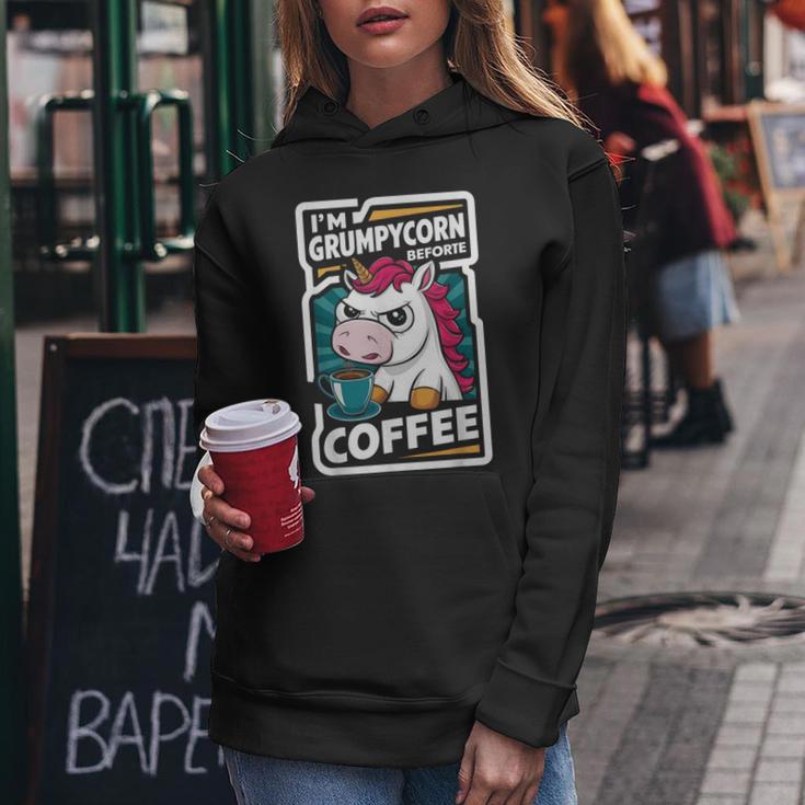 Ich Bin Grumpycornor Dem Kaffee Coffee Humor Unicorn Kapuzenpullover für Damen Lustige Geschenke