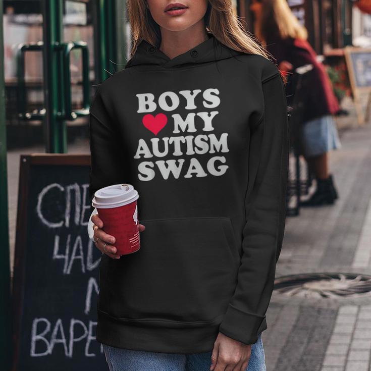 Jungen Lieben Meinen Autismus Swag Lustige Autistische Mädchen Bewusstseins-Idee Kapuzenpullover für Damen Lustige Geschenke