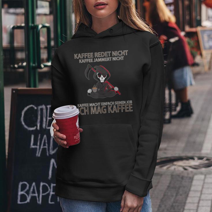 Kaffee Redet Nicht Grim Reaper Filter Coffee Morgenmuffel Job Kapuzenpullover für Damen Lustige Geschenke