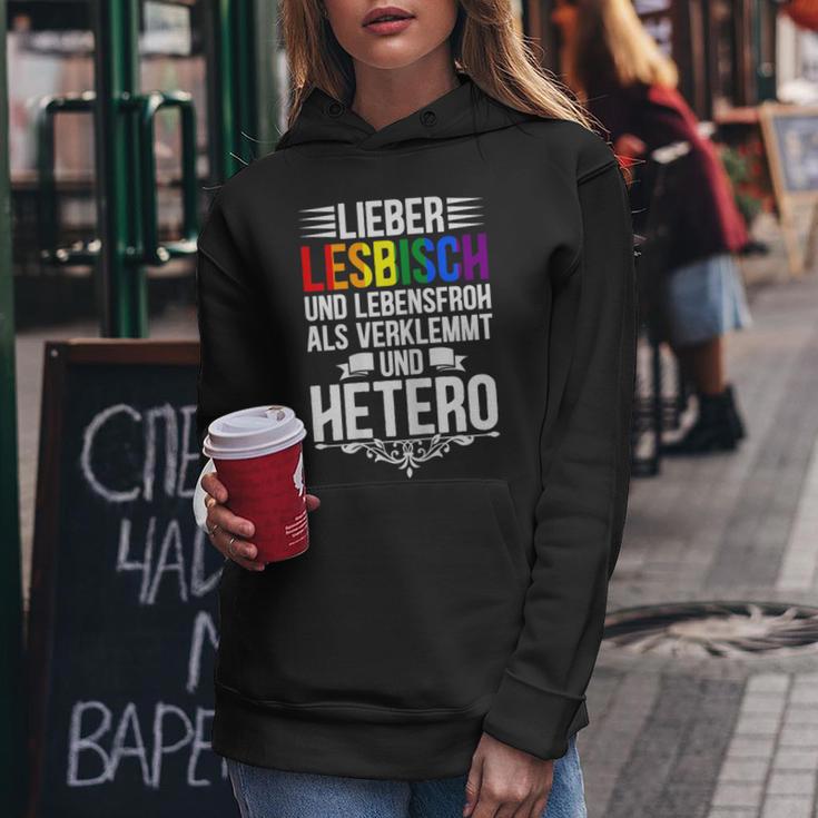 Lieber Lesbian Und Lebensfroh Lesbian Lgbtq Pride Women's Kapuzenpullover für Damen Lustige Geschenke