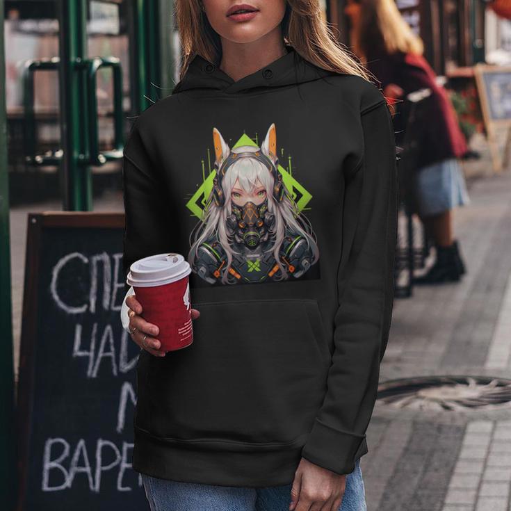 Manga Aesthetic Easter Bunny Ears Cyberpunk Harajuku Kapuzenpullover für Damen Lustige Geschenke