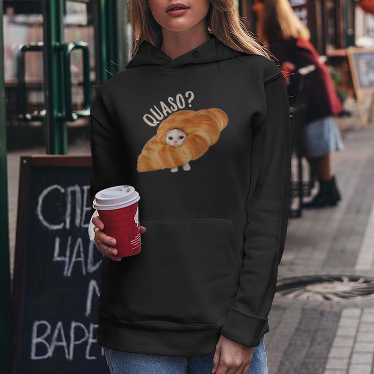 Quaso Meme For Womenintage Croissant Cat Kapuzenpullover für Damen Lustige Geschenke