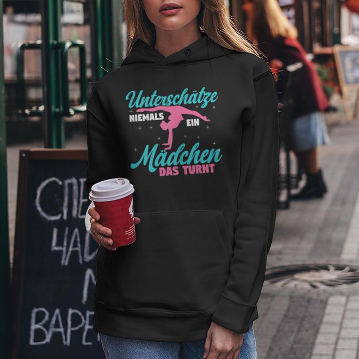 Turn Turnerin Unterschätze Niemals Ein Mädchen Das Turnt Kapuzenpullover für Damen Lustige Geschenke