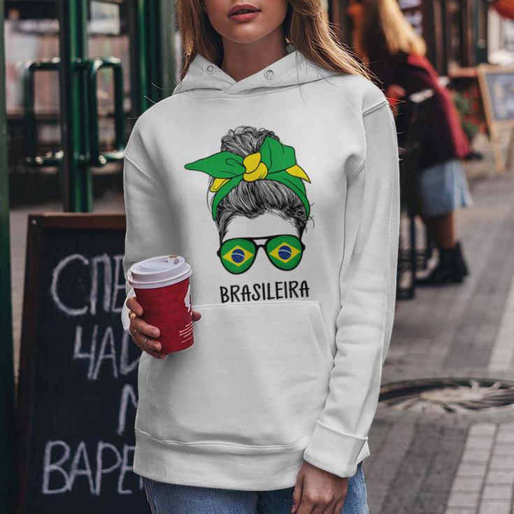 Brazilian Brasileira Girl Brazilian Heritage Brazil Flag Kapuzenpullover für Damen Lustige Geschenke