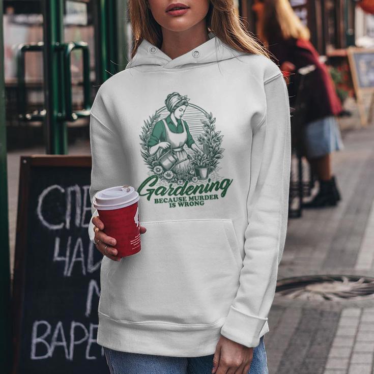 Gardening Because Murder Is Wrong Retro Plant Lover Kapuzenpullover für Damen Lustige Geschenke