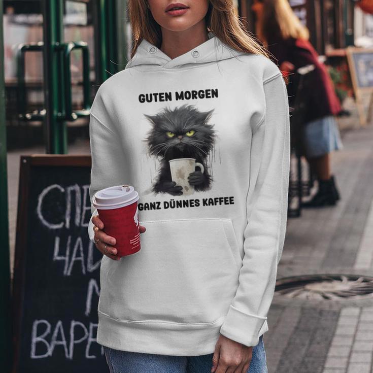 Guten Morgen Ein Ganz Dünne Kaffee Cat With Coffee Gray Kapuzenpullover für Damen Lustige Geschenke