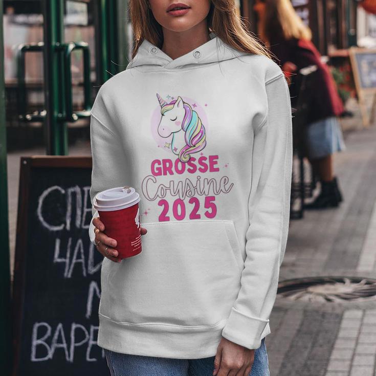 Ich Werde Große Cousin 2025 Unicorn Girls' Cousin Blue Kapuzenpullover für Damen Lustige Geschenke