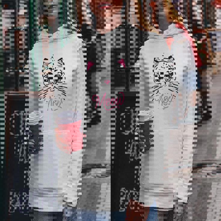 Meow Cute Cat Face Quote Pour Les Fans De Chat Sweat à capuche femme Cadeaux drôles