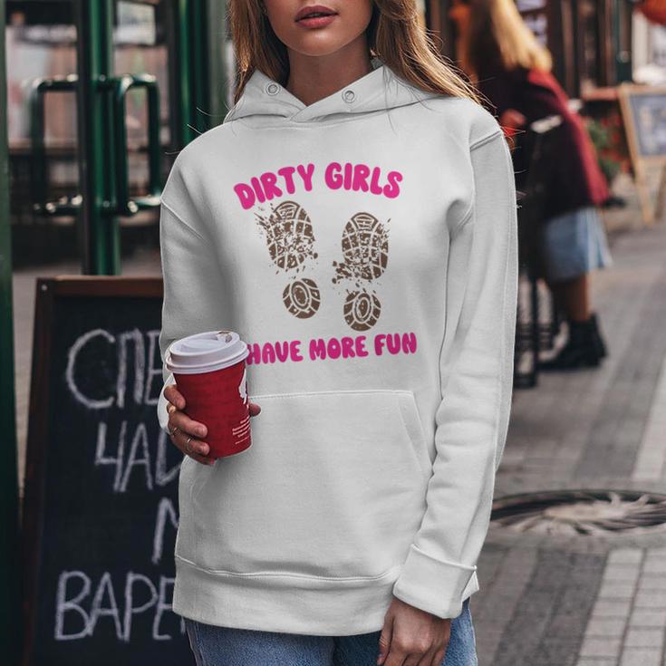 Mud Run Women's Muddy Shoe Print Dirty Girls Have Fun Kapuzenpullover für Damen Lustige Geschenke