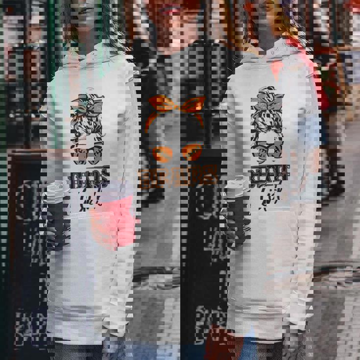 Retro Bears Girl Messy Bun Sports Fan Team Spirit Women Hoodie Unique Gifts