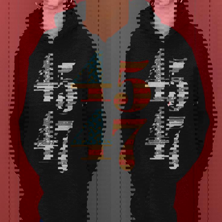 45 47 Trump 2024 Soporte De Banderaintage Trump 45 47 Hombres Es Sudadera con capucha para mujer