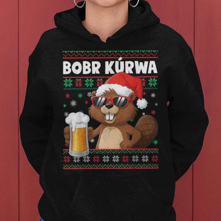 Bob Kurwa X Xmas Beer Flannelette Christmas Beer Kapuzenpullover für Damen