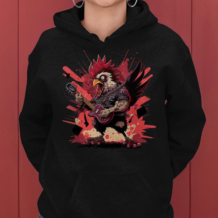 Chicken Cool Rock And Roll Rocker Punk Guitar Kapuzenpullover für Damen