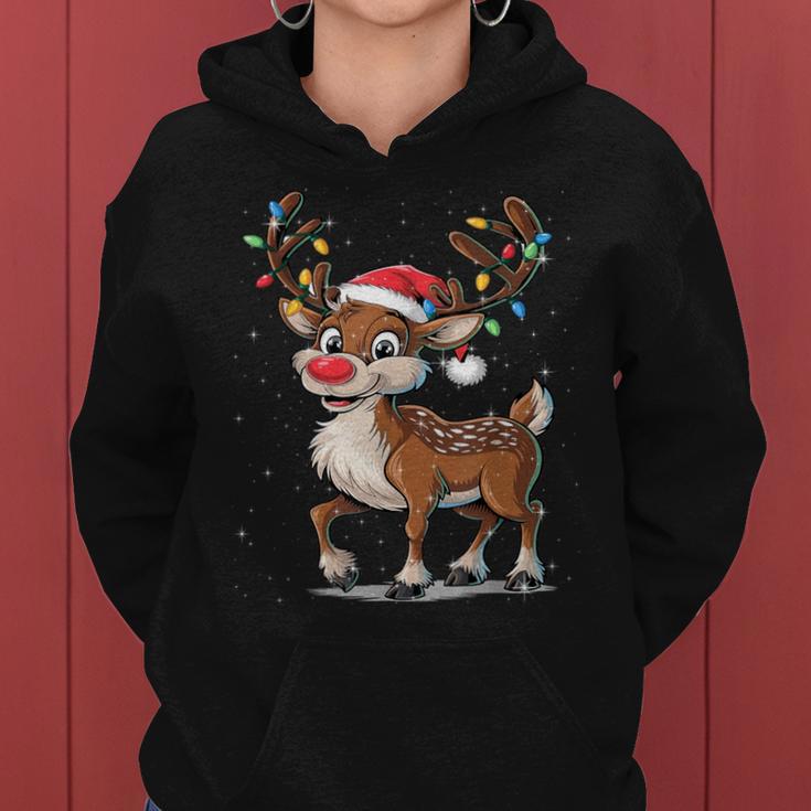 Christmas Cute Reindeer Red Nose Kapuzenpullover für Damen