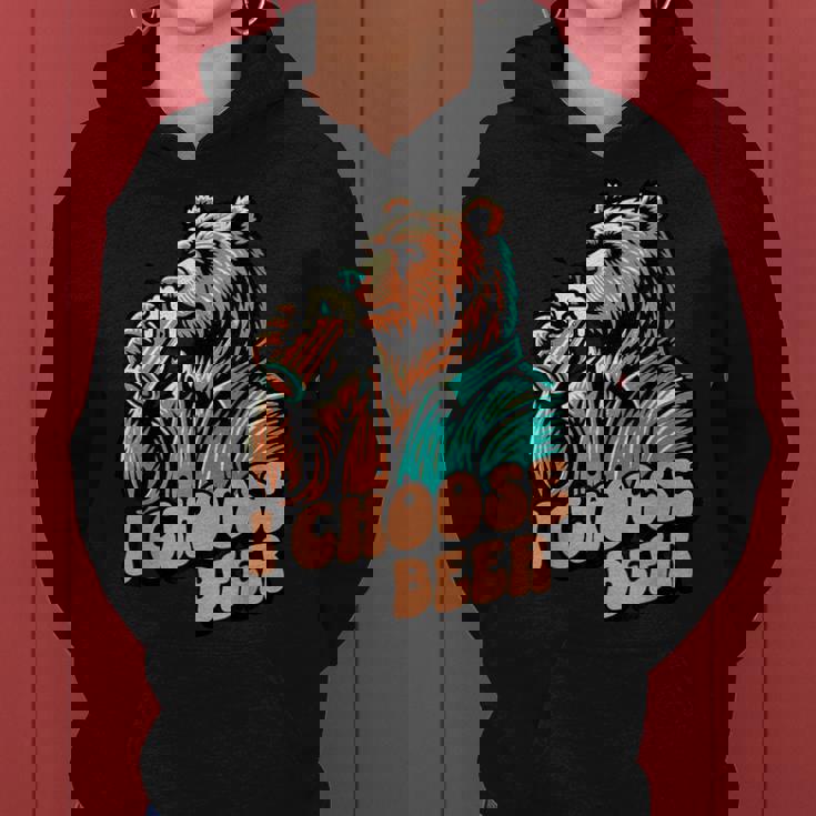Divertente I Choose Bear Meme I Choose Beer Felpa con cappuccio da donna