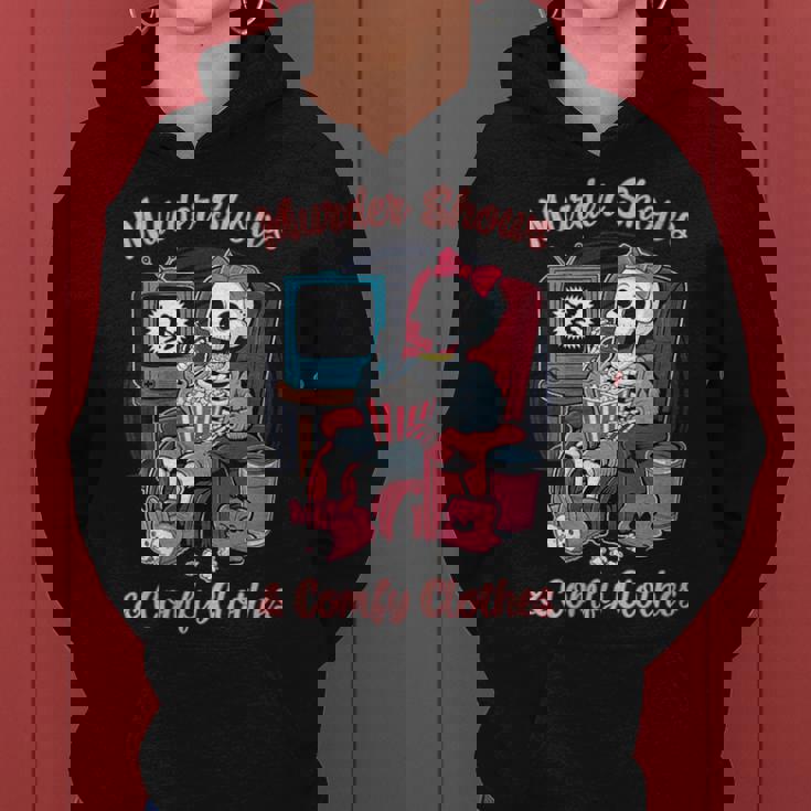 Donna Murder Shows And Comfy Clothes Skeleton Mom Mother's Day Con Collo A Felpa con cappuccio da donna
