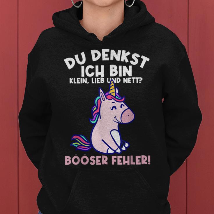 Du Denkst Ich Bin Klein Lieb Und Nett Einhorn Girl's Women's Kapuzenpullover für Damen