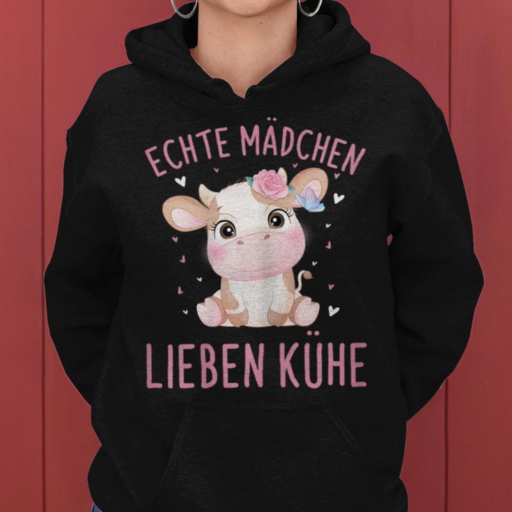 Echte Mädchen Lieben Kühe Cow Kapuzenpullover für Damen