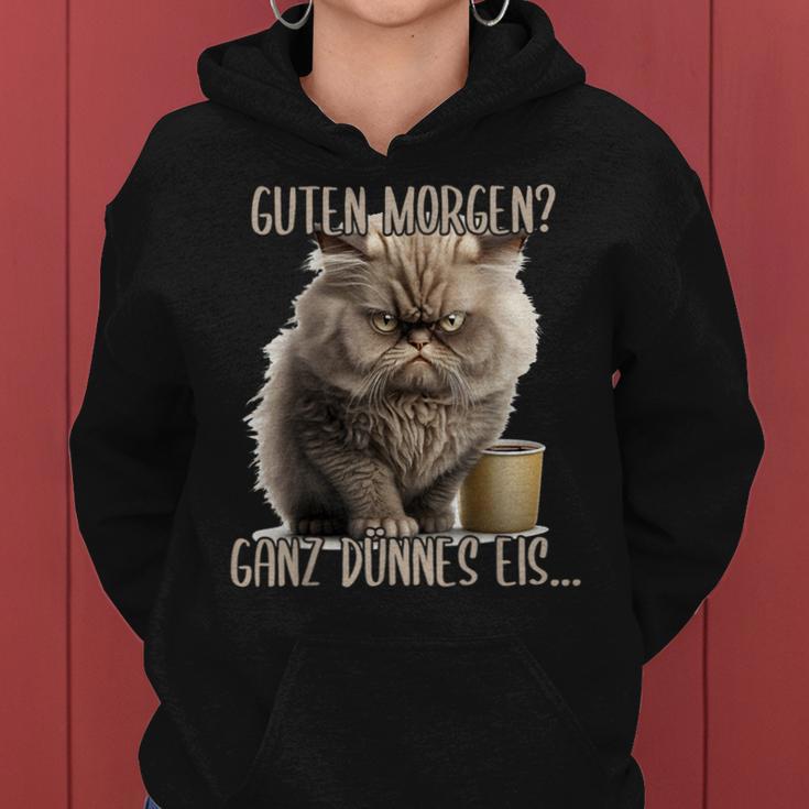 Guten Morgen Ganz Dünnes Ice Evil Cat & Coffee Kapuzenpullover für Damen