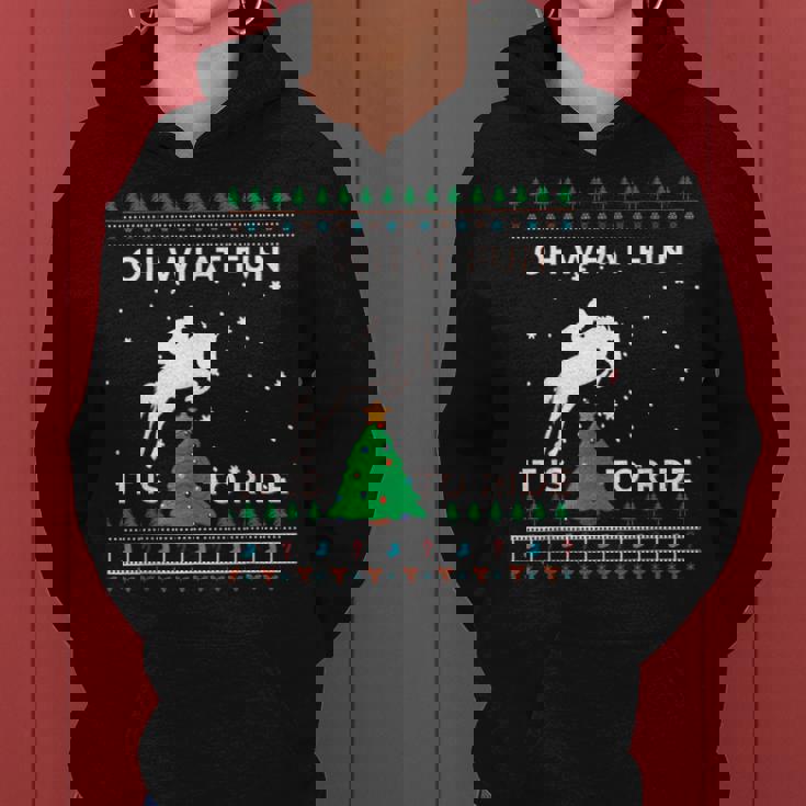 Horse Rider Equestrian Cowboy Ugly Christmas Sweater Jumper Women Hoodie