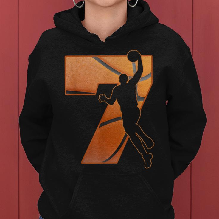 Kinder 7 Jahre Alt 7 Basketball Geburtstag Party Thema Jungen Mädchen Kapuzenpullover für Damen