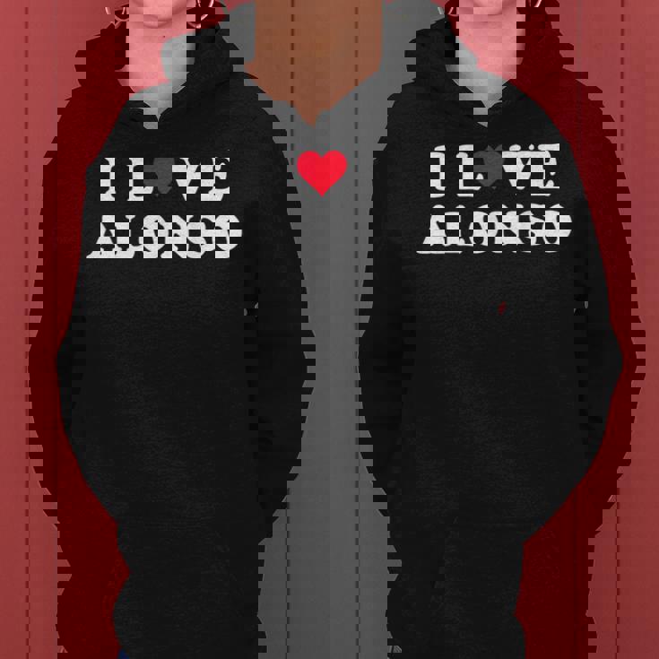 I Love Alonso Matching Girlfriend & Fidanzato Alonso Nome Felpa con cappuccio da donna