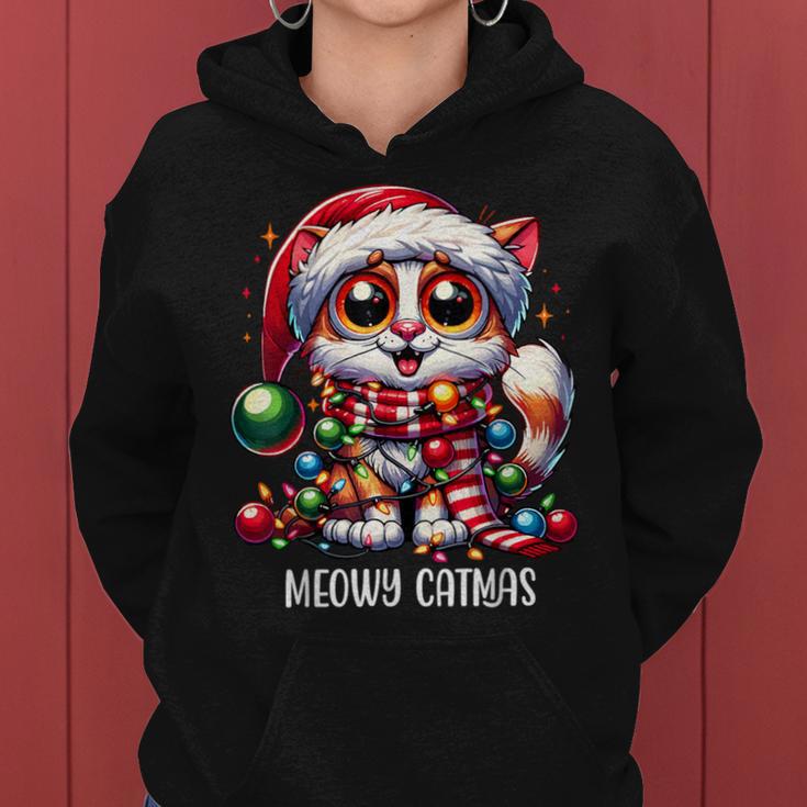 Meowy Catmas Cat Kitten Christmas Outfit Women's Christmas Kapuzenpullover für Damen