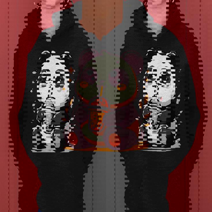 Panda Kawaii Bebiendo Té De Burbujas De Boba Anime Lindo Sudadera con capucha para mujer