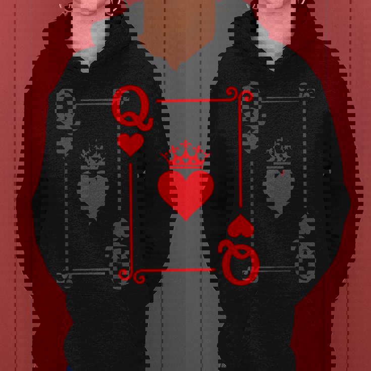 Queen Hearts Card Costume Playing Cards Queen Of Hearts Women Hoodie