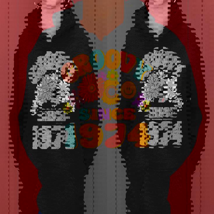 Retro Groovy Since 1974 Birthday 50 Years Old 50Th Birthday Women Hoodie