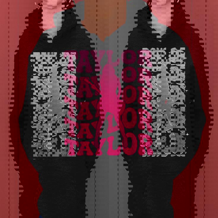 Retro Taylor First Name Personalized 80'S Pink Girl Women Hoodie