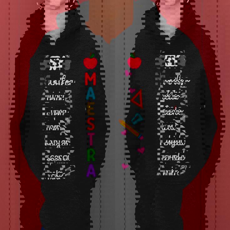 Soy Maestra De Español Spanish Teacher Bilingual Teacher Women Hoodie