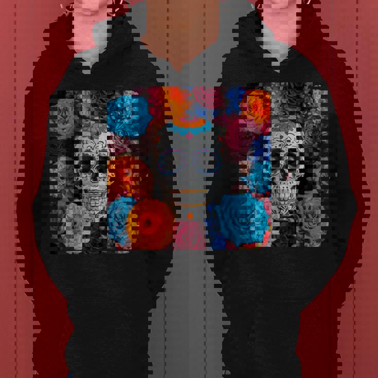 Tête De Mort Mexicaine Dia De Muertos Jour Des Morts Floral Sweat à capuche femme