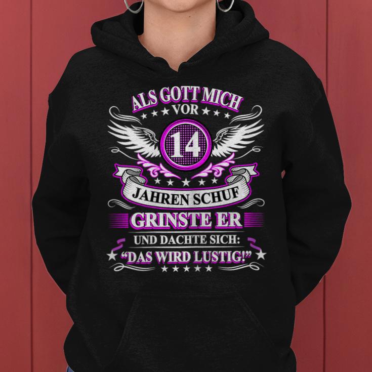 Women's Als Gott Michor 14 Jahren Schuf Grinste Er 14Th Birthday S Kapuzenpullover für Damen