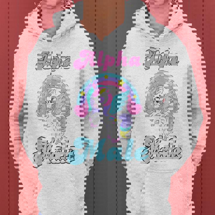 Alpha Unicorn Maschio Arcobaleno Cool Sarcastico Ironico Umorismo Strano Felpa con cappuccio da donna