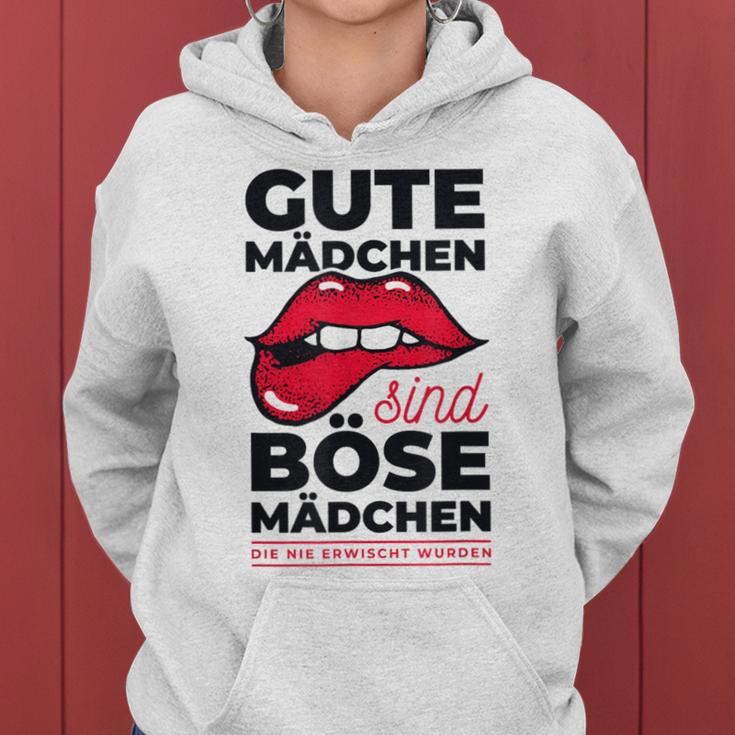 Cheeky Lips Gute Mädchen Böse Mädchen Spruch Gray Kapuzenpullover für Damen