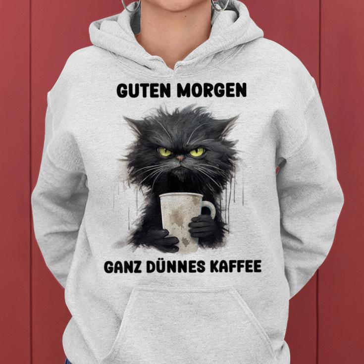 Guten Morgen Ein Ganz Dünne Kaffee Cat With Coffee Gray Kapuzenpullover für Damen