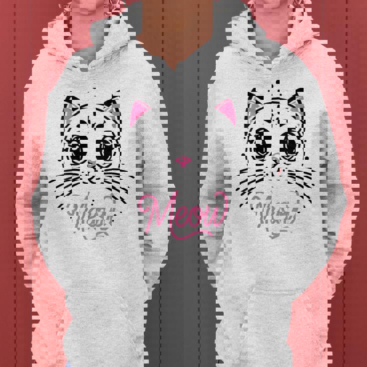 Meow Cute Cat Face Quote Pour Les Fans De Chat Sweat à capuche femme