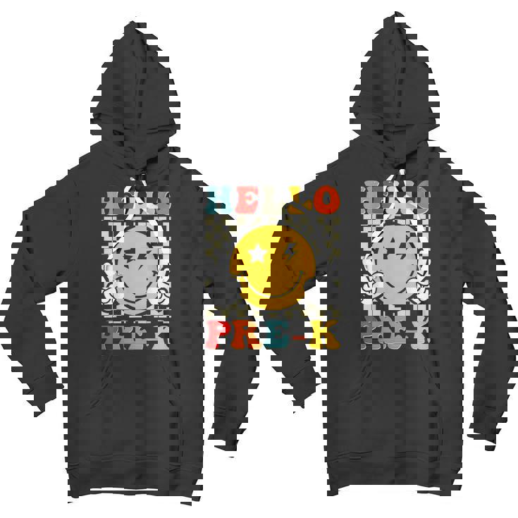 Groovy Hello Pre-K Retro Team Preschool Back To School Boys Youth Hoodie