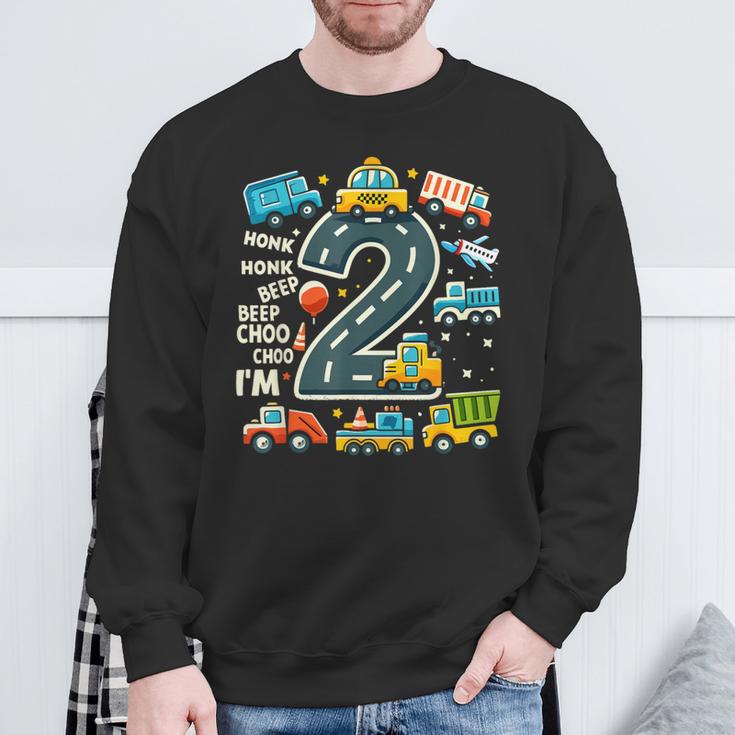 2 Jahre Alt Geburtstag Junge Lkw Auto Transport Sweatshirt Geschenke für alte Männer