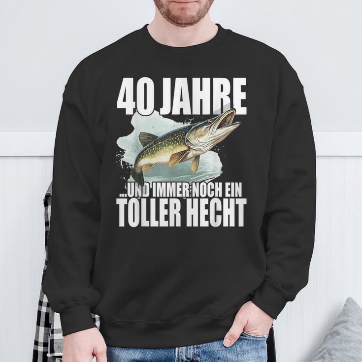 40 Jahre Und Noch Ein Toller Hecht Angler Birthday Sweatshirt Geschenke für alte Männer