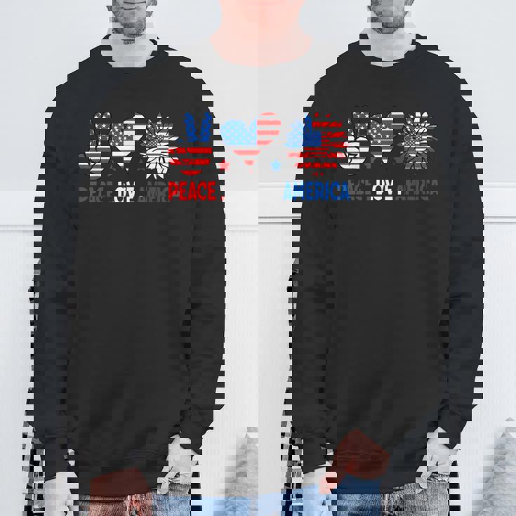 4Th Of July Peace Love America Us Flag Fourth Of July Sweatshirt Gifts for Old Men