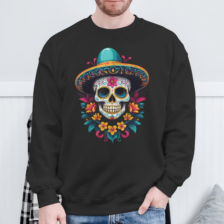 Aesthetic Mexico Dia De Muertos Skull Sweatshirt Geschenke für alte Männer