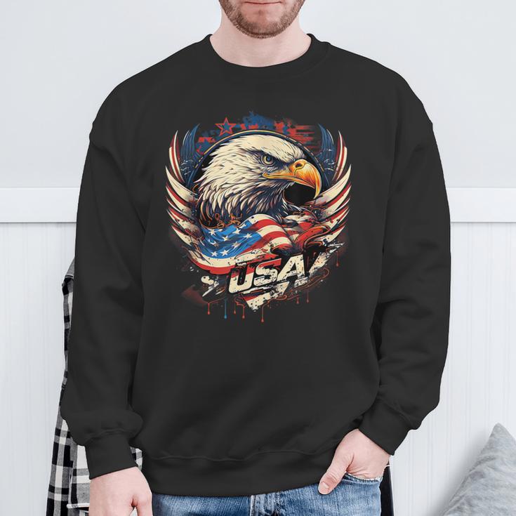 America Fan American Flag And Eagle Usa Sweatshirt Geschenke für alte Männer