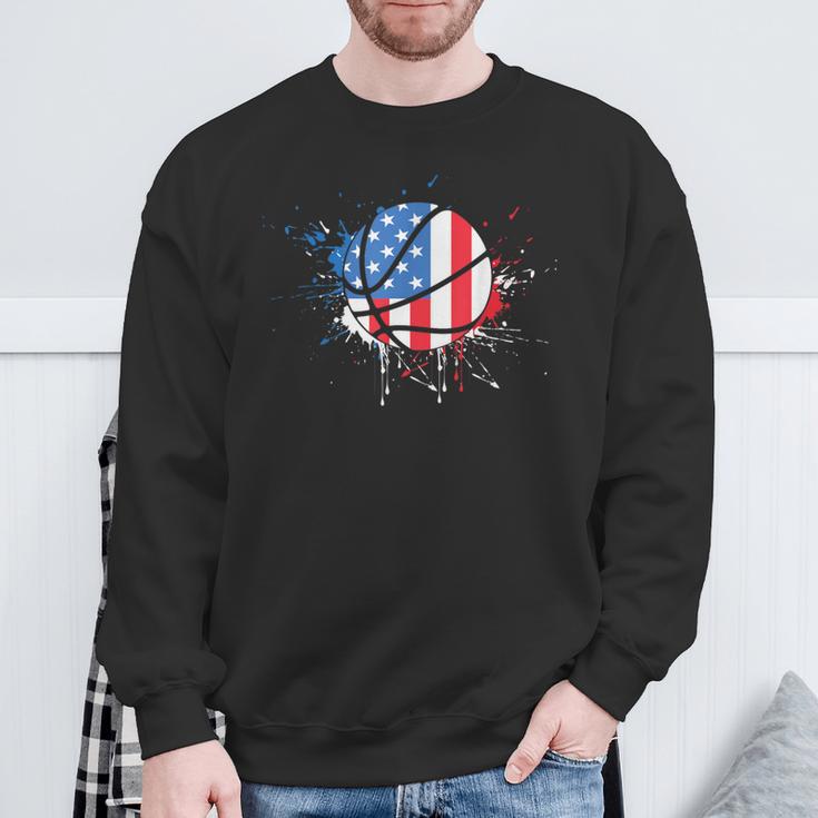 American Flag Baller Dunking Usa Flag Basketball Sweatshirt Geschenke für alte Männer