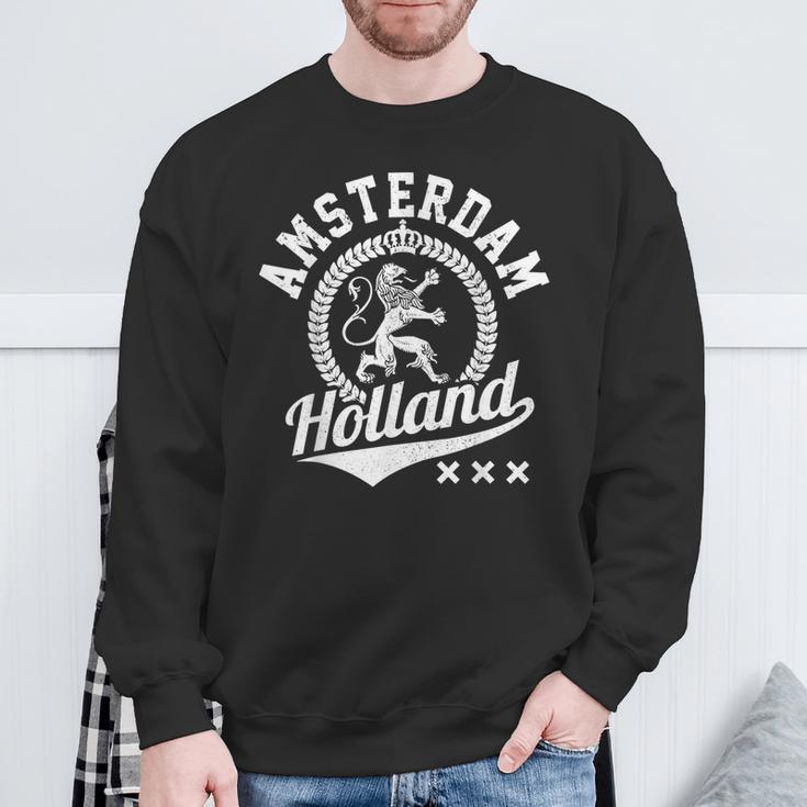 Amsterdam Holland Netherlands Crest Lion Souvenir Sweatshirt Geschenke für alte Männer