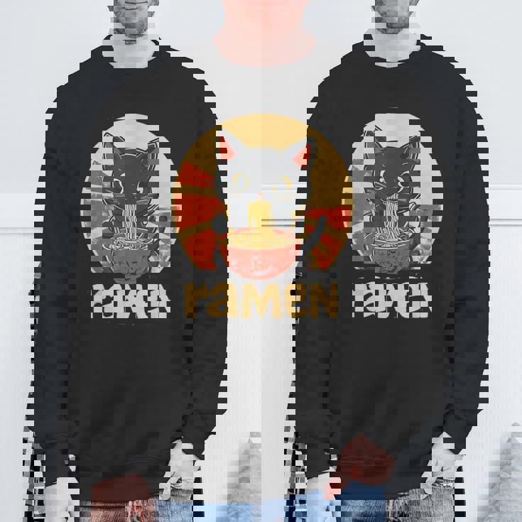 Anime Cat Ramen Kawaii Japanese Cat Kawaii Manga Sweatshirt Gifts for Old Men