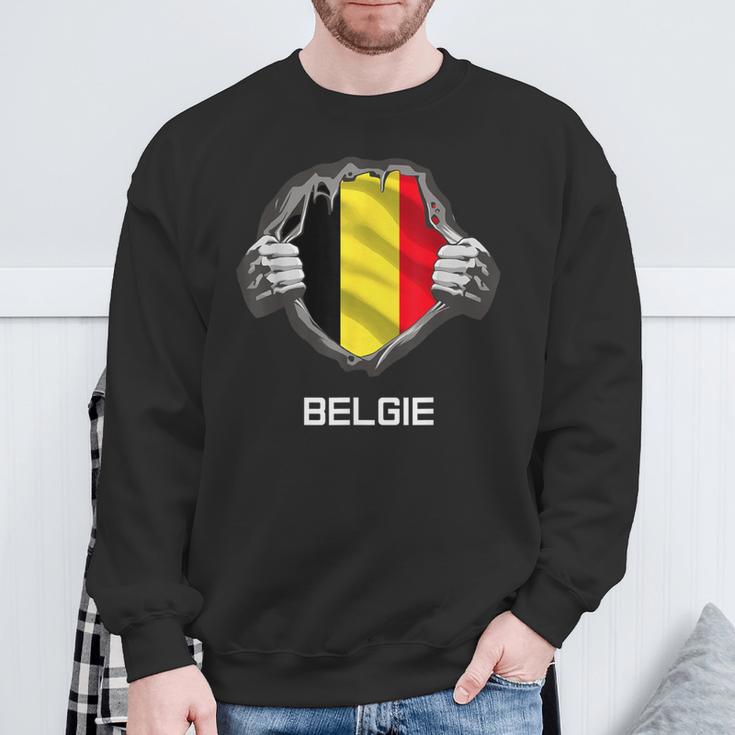 Belgium Belgie Flag Heart Fan Jersey Sweatshirt Geschenke für alte Männer