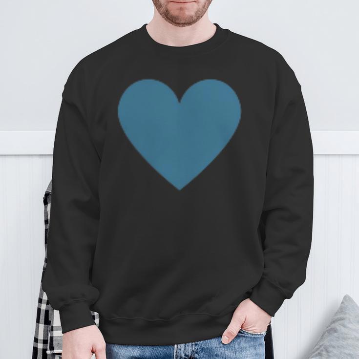 Blaues Herz Simples Minimalistisch Süßes Heart Sweatshirt Geschenke für alte Männer