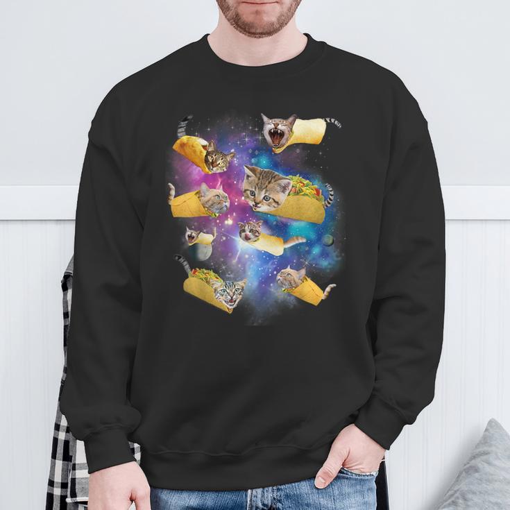 Burrito Pizza And Taco Cat In Space Tacocat Idea Sweatshirt Geschenke für alte Männer